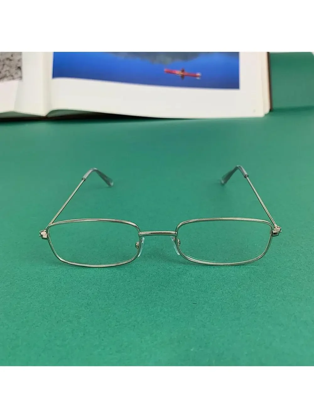 Slim Silver Trim Clear Lenses Glasses. Glasses are unisex. Clear Lenses not